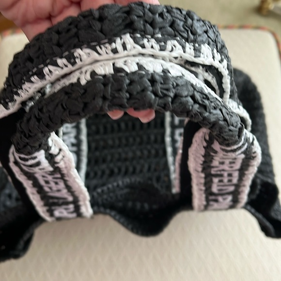 Karl Lagerfeld Paris Antivibes Straw Logo Strap Tote EUC - Picture 9 of 15